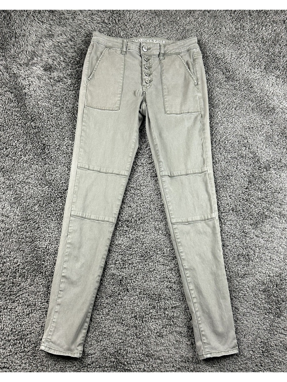 American Eagle  Sateen X Jegging Pants Size 8 Long Olive Green Super Stretch